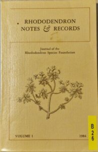 B0026 – Rhododendron Notes & Records. Volume l. 1984.